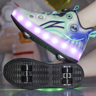 Roller skates children's new heloo shoes with light shoes charging girls boys skating shoes four-wheel explosive walking shoes