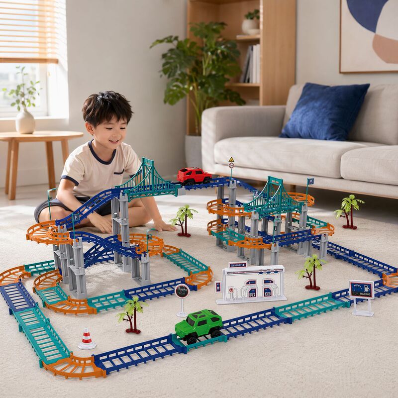 Children's Electric Track Car Racing Track Multi-Layer Rotating 3D Assembly DIY Boys' Toy Track Gift
