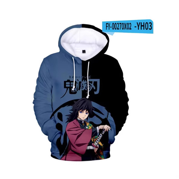 Half-Generation New Anime Devil Killer Character Suitable for 3D Colorful Printing Fashionable Wool Head Collar Sweatshirt for Men
