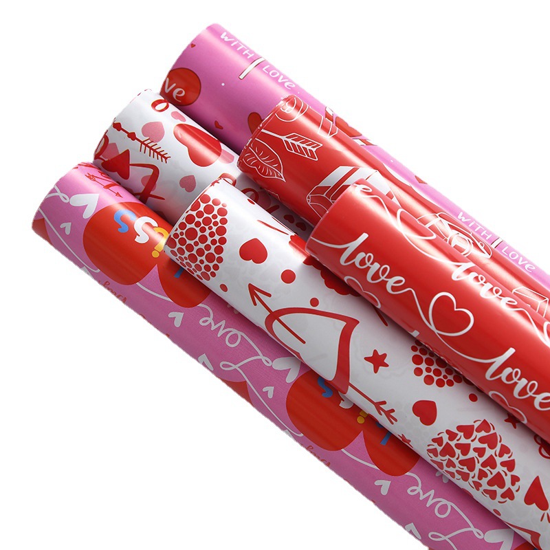 Papel de regalo de San Valentín tienda de regalos papel de regalo engrosado papel de regalo de vacaciones caja de regalo en stock al por mayor