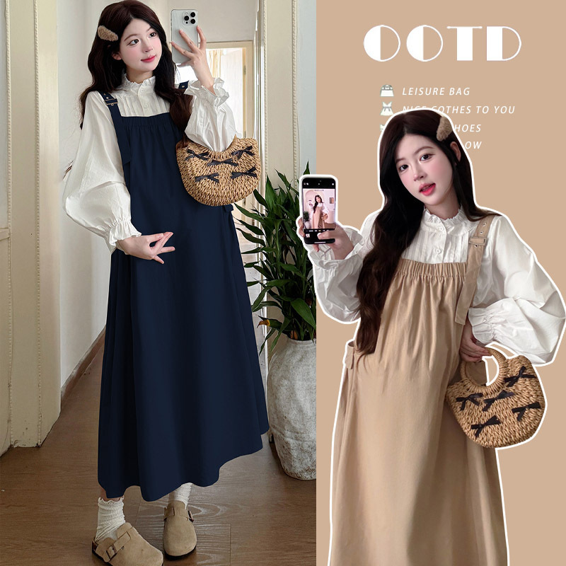 2026 Spring New Maternity Wear Sweet and Age-Reducing Cute Loose Korean Style Maternity Dress Set