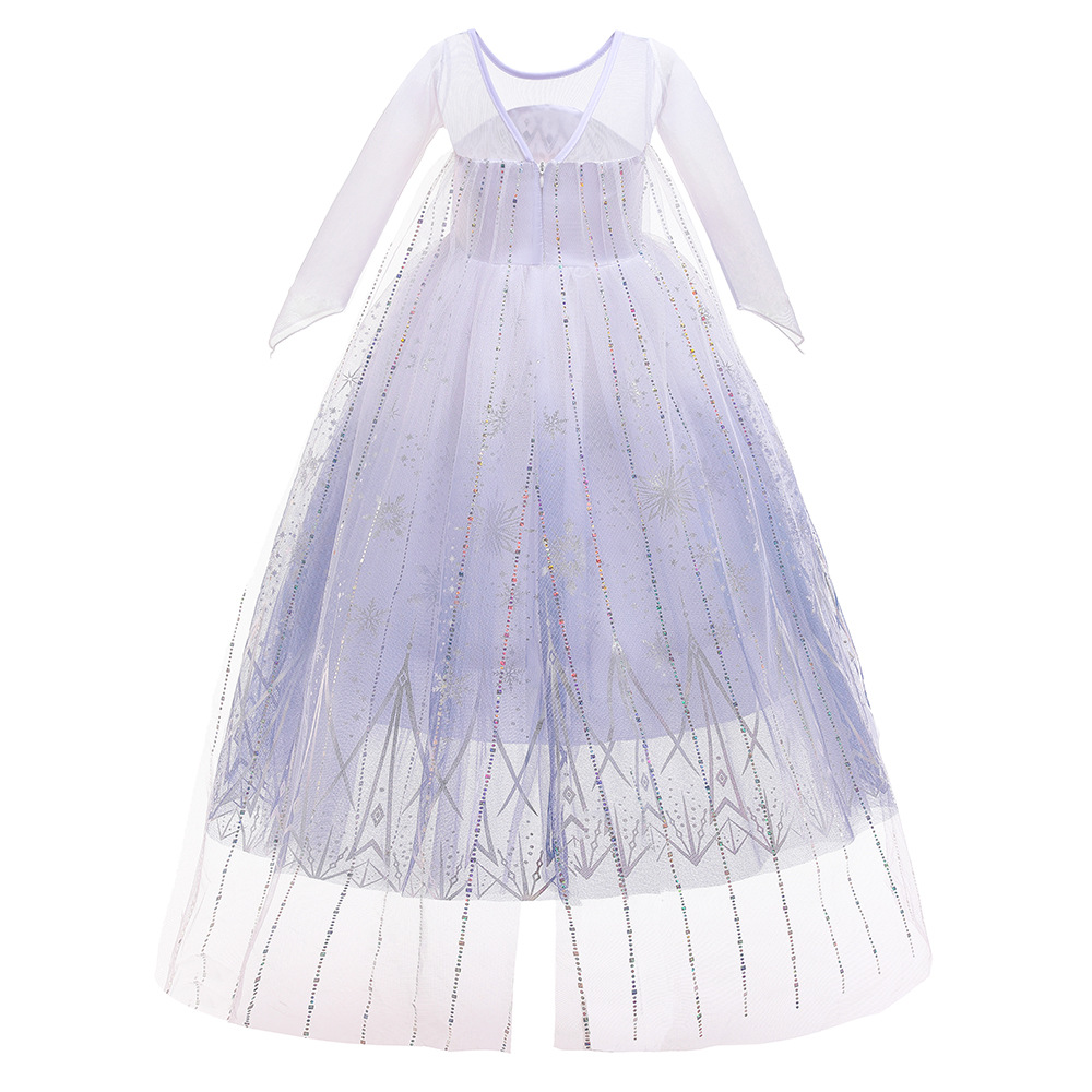Frozen 2 Elsa niños princesa vestido niñas manga larga copo de nieve vestido congelado vestido de cumpleaños