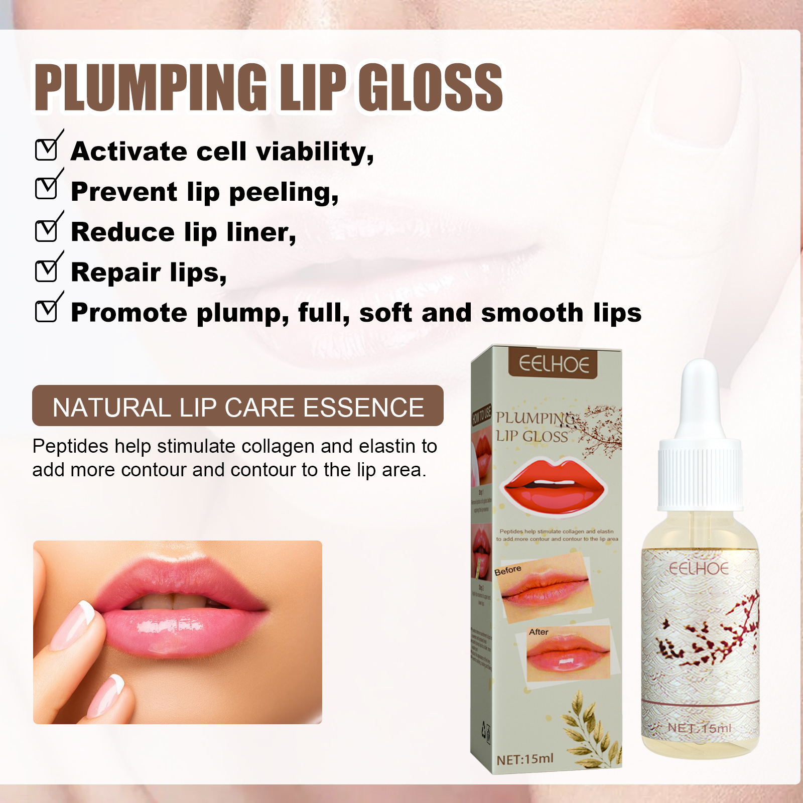 Öl prall erhöht Fülle, reduziert Lippenlinien, befeuchtet pralle Lippen und hat einen großen Mund s s, large_voghion.com