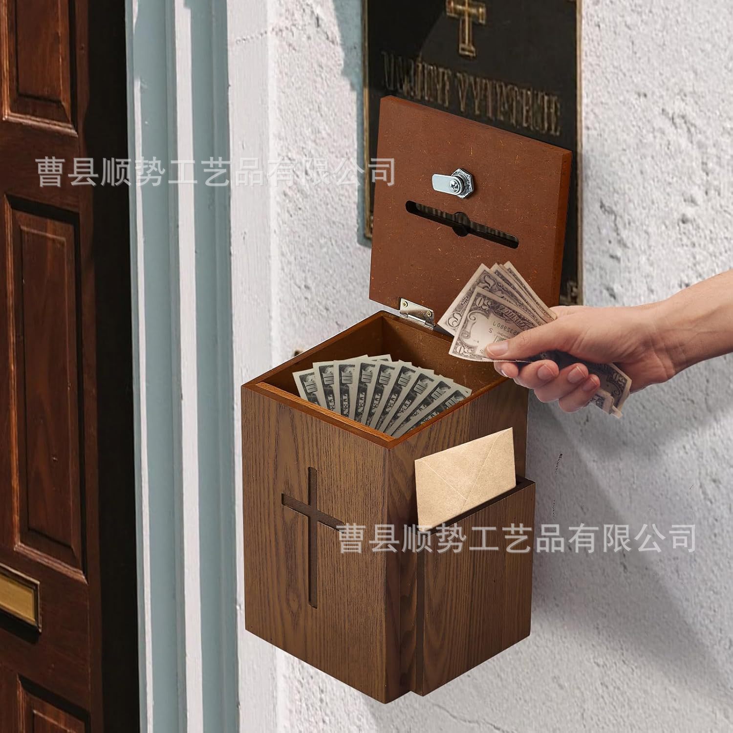 木制祈祷箱木质信件箱教堂意见箱教会收纳箱收藏捐赠慈善筹款盒