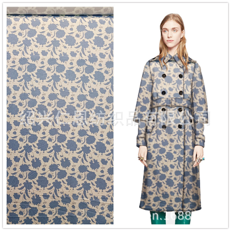 人棉纱卡斜纹30支风衣面料 人棉府绸45支府绸面料 白底兰花印花布