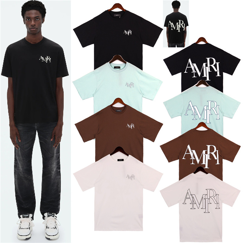 Personalized Casual Couple Front and Rear t Short-Sleeved Letters New Short-Sleeved Amiri Trendy Brand Amiri Shirt Simple Printing