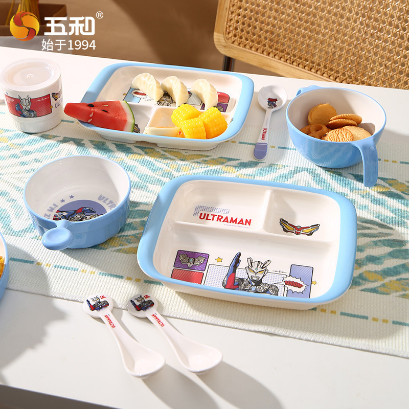 五和赛奥特曼宝宝吃饭专用男孩家用防烫幼儿园儿童卡通喂饭餐具
