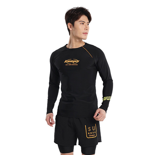 Swimsuit Men's Set Adult Swimming Long Sleeve Sun Protection Swimming Suit New Anti-Awkward Swimming Bottoms Quick-Drying Breathable Swimming Suit