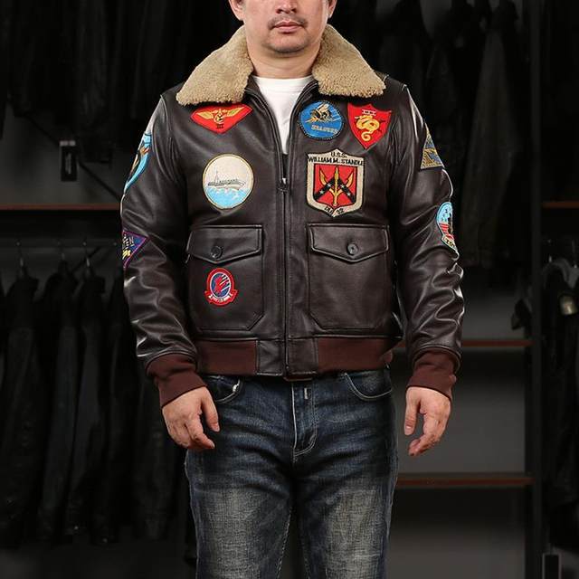 2024 New Men TOP GUN Pilot Genuine Leather Jacket Fashion 17
