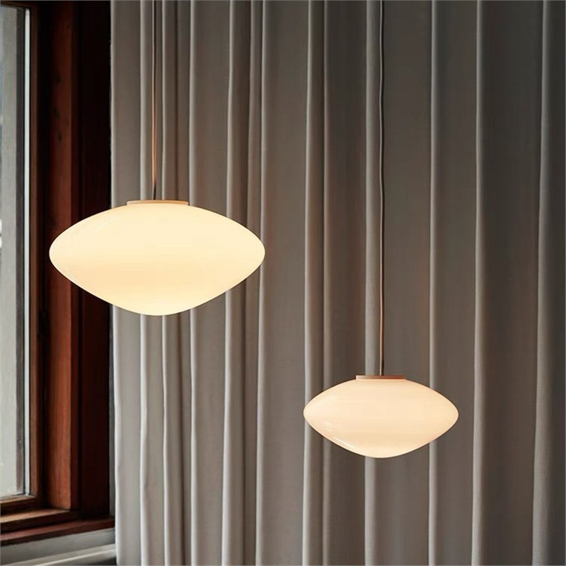 Scandinavian Denmark Modern Creative Restaurant Bar Chandelier Designer White Jade Glass Opal Bedroom Bedside Lamps