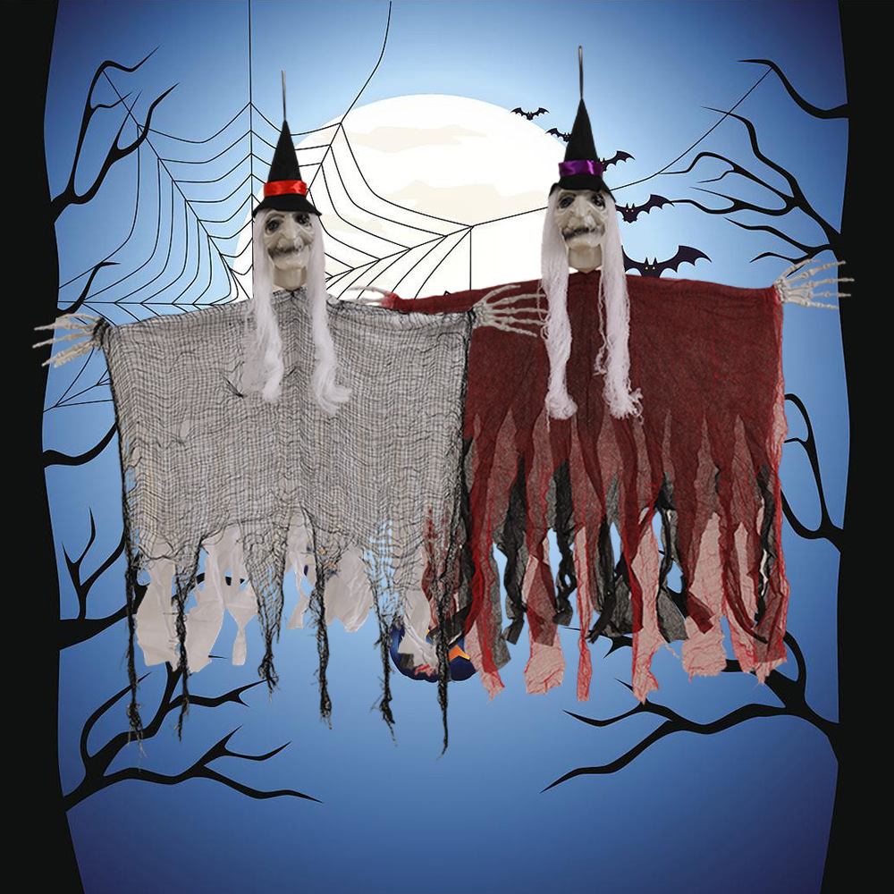 Halloween transfronterizo Colgando fantasmas, casa encantada, sala de escape, decoración de escenas, accesorios, decoración de calavera, fantasmas colgantes, engañosos y aterradores