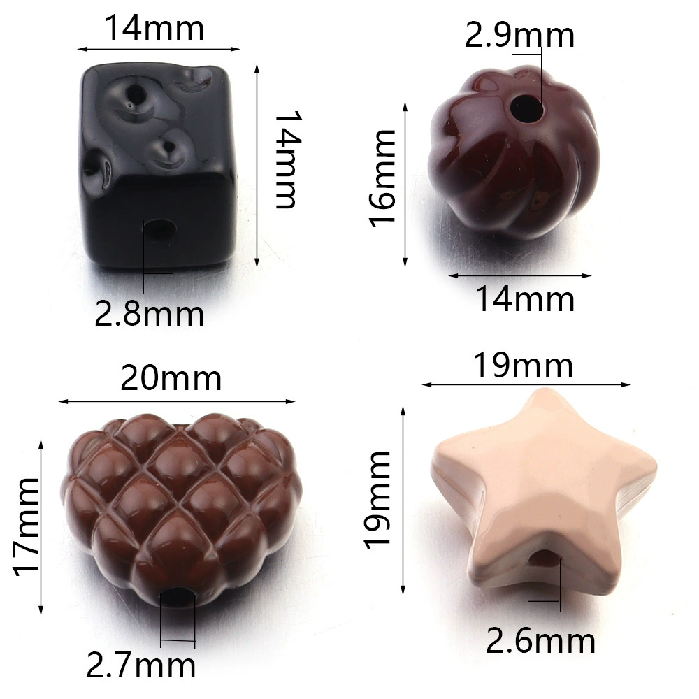 Acrylic Beads (Maillard) — Painted Mixed Shapes, DIY Loose String Beads, Assorted Colors