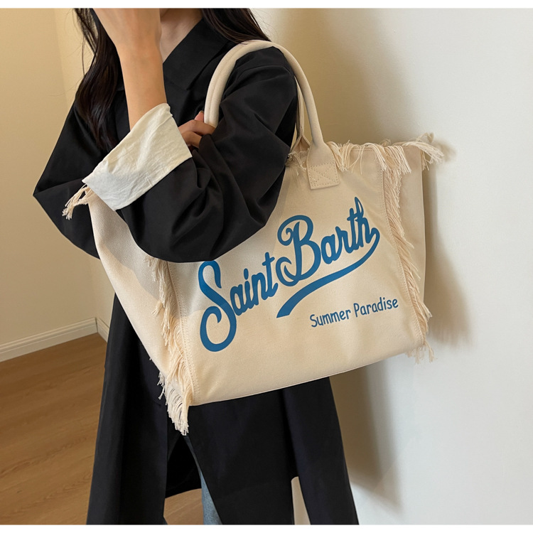 360g Weight Polyester Lining Material Magnetic Buckle Closure Type Women's All Seasons Canvas Letter Color Block Vintage Style Square Magnetic Buckle Canvas Bag Handbag Tote Bag