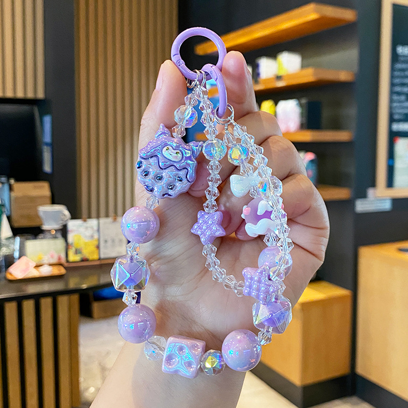 Cuentas Kulomi cadena de teléfono móvil llavero lindo bolso de niña colgante de bolso de corazón muñeca de dibujos animados colgante de llave de coche