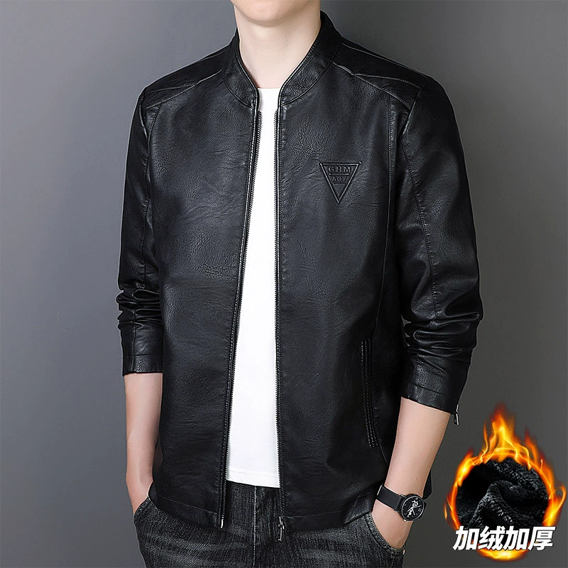 2024 water-washed leather pu leather split leather jacket essentials plus velvet thickened 1801