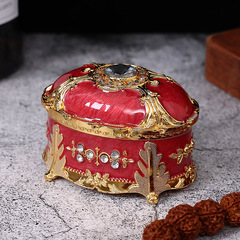 金屬歐式復古韓國公主首飾盒大容量飾品珠寶創意鑲磚收納戒指盒