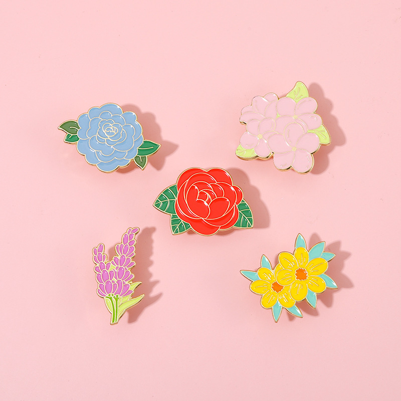 Flower Pattern Basic Pin Flower Alloy Enamel Women'S Brooches