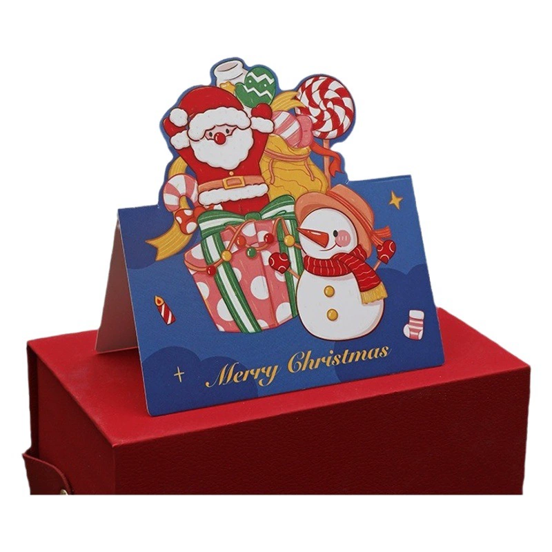 Винтажная Рождественская открытка голова подарочная упаковка открытка Подарочная открытка цветочный магазин выпечка подарочная карта благословение карты