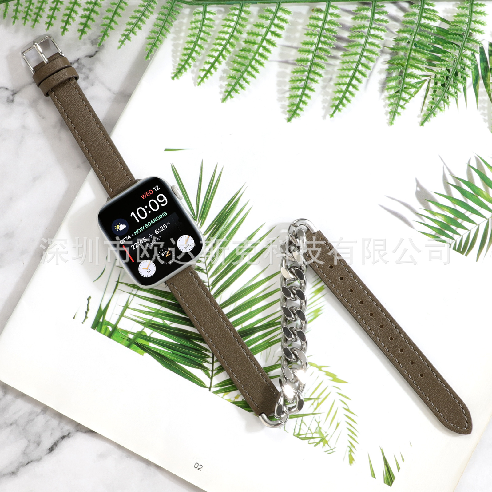 Adecuado para Apple sola fila Denim Cadena de cuero doble anillo reloj Correa watch8/SE/7/6/5/4/32