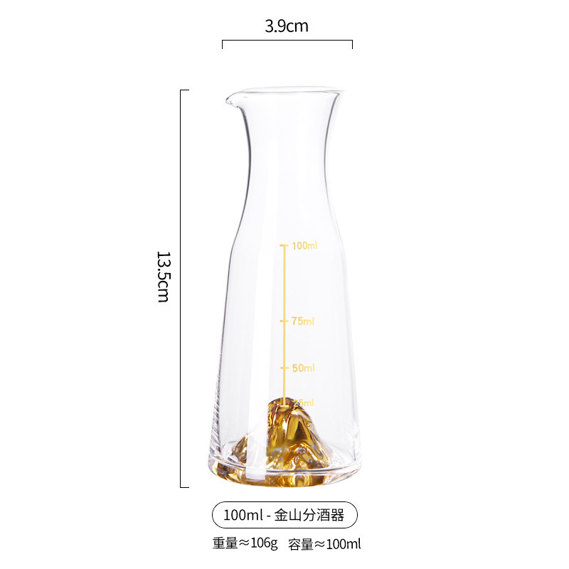 Taza de licor de lámina de oro, vidrio de cristal, dispensador de licor, taza de bala doméstica, taza de una sola olla, taza de bebida, taza de bebida