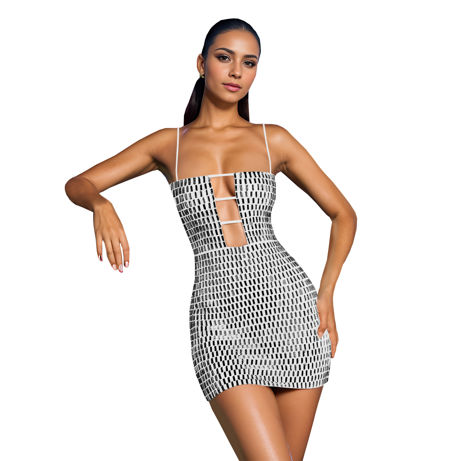 C7167 cross-border AliExpress Amazon Europa y América moda de mujer sexy corto delgado vestido de perforación de cinturón