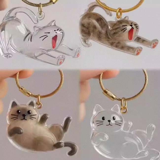 跨境新品透明猫毛收纳盒饰扭蛋猫咪毛发存放胶囊包钥匙扣挂件纪念|undefined