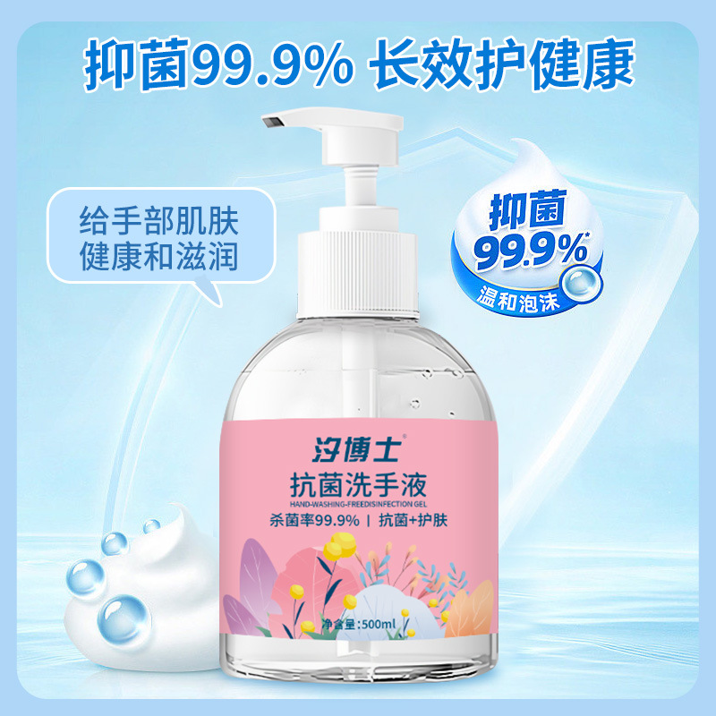 清潔抑菌洗手液500ml保濕植物清新低泡易沖洗抗菌洗手液