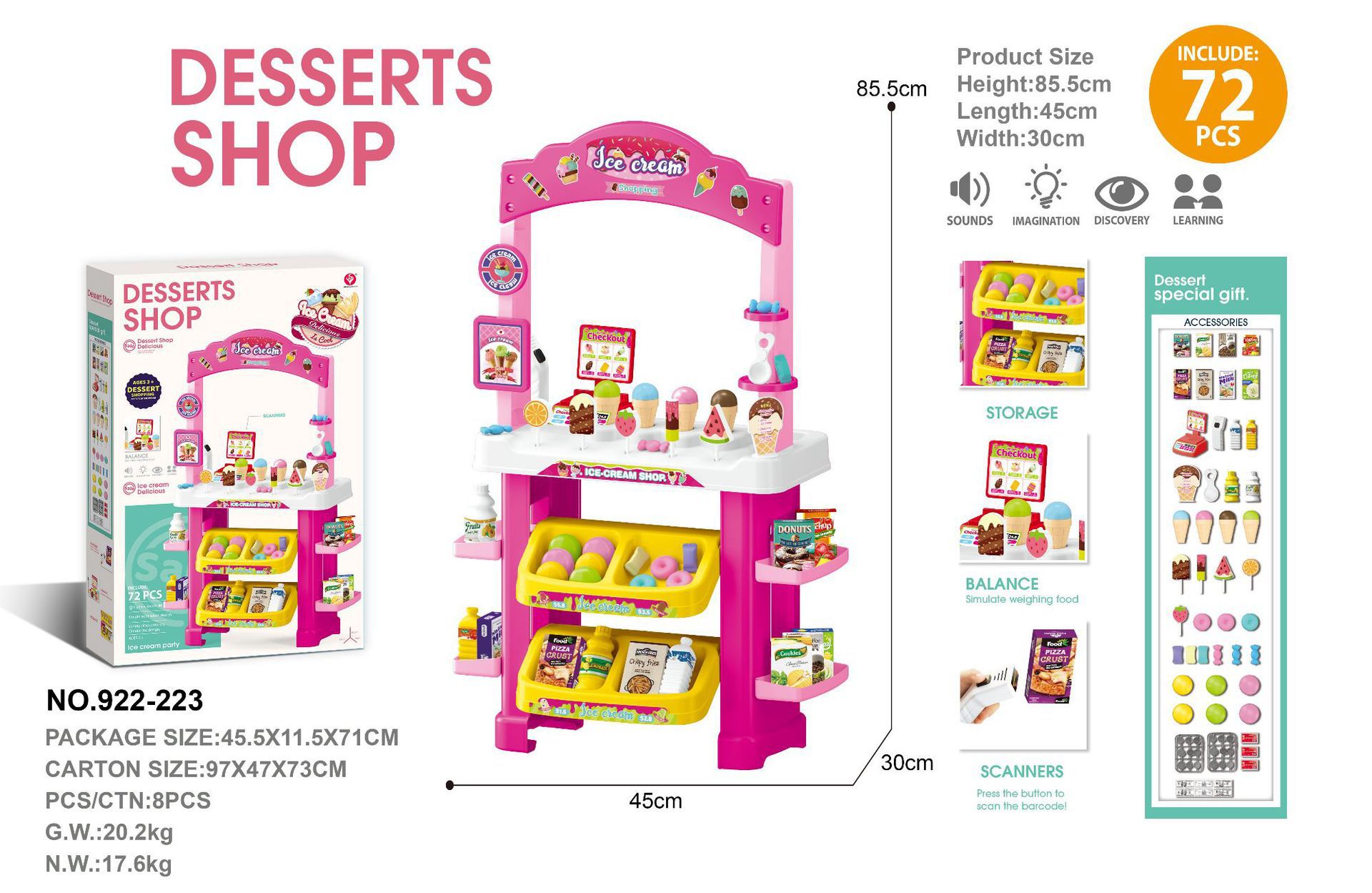 Simulación transfronteriza de supermercado para niños, juego de escaneo de tarjetas deslizantes, helado, helado, caja registradora de supermercado, juguetes
