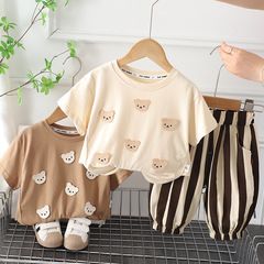 2023 New Children's Summer Outfits for Boys and Girls, Baby Infant Sets with T-shirts and Short Sleeves, Korean Style, Imported Fashion