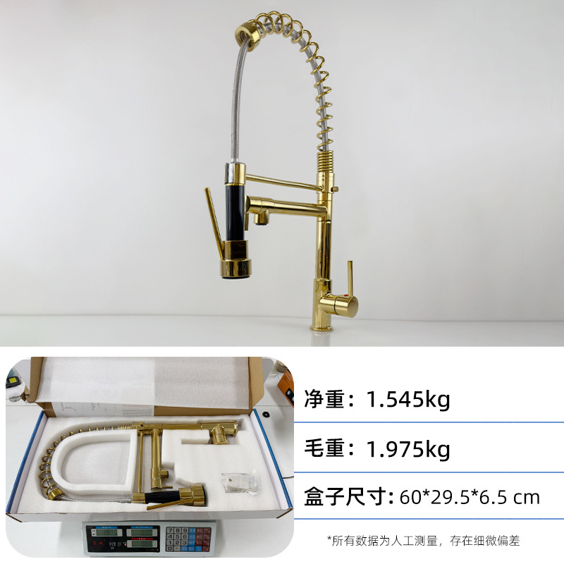 Grifo de cocina extraíble con manguera, doble salida, universal