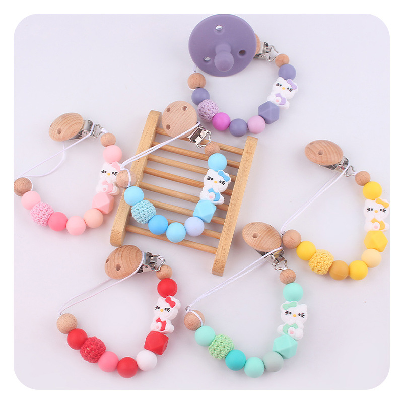 Planet beech chupeta clips nuevos productos para madres y bebés kt gatos dientes de goma de mascarar juguetes cadena de chupeta