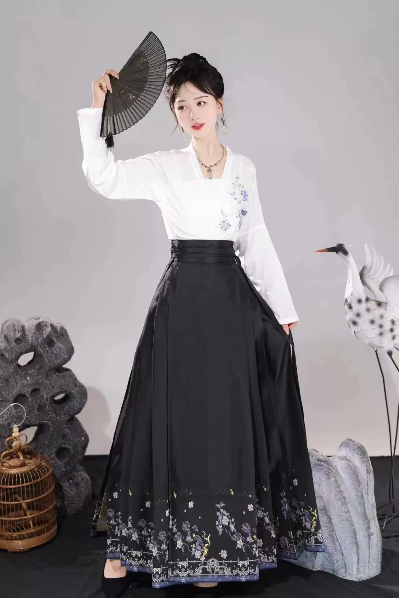 Женская Повседневная пригородная рубашка Han Element в китайском стиле, Оригинальная китайская рубашка Мин-Мин, тканая Золотая юбка с конским лицом, костюм