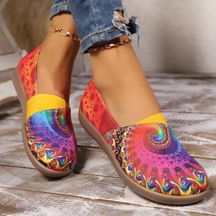 2025 Foreign Trade plus size Women's Shoes Colorful Round Head Shoes Artistic Shallow Mouth Joker Set Feet Casual Shoes Wholesale