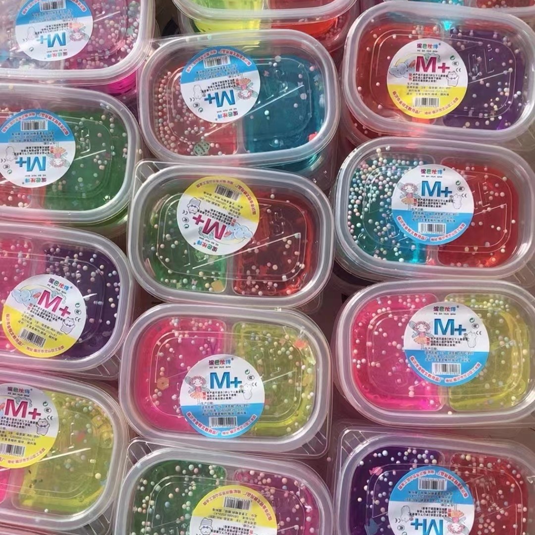 Barro de cristal de dos colores doble rejilla de espuma pegamento DIY barro de colores para niños en línea Celebrity Slim M + alta permeabilidad presión juguetes al por mayor