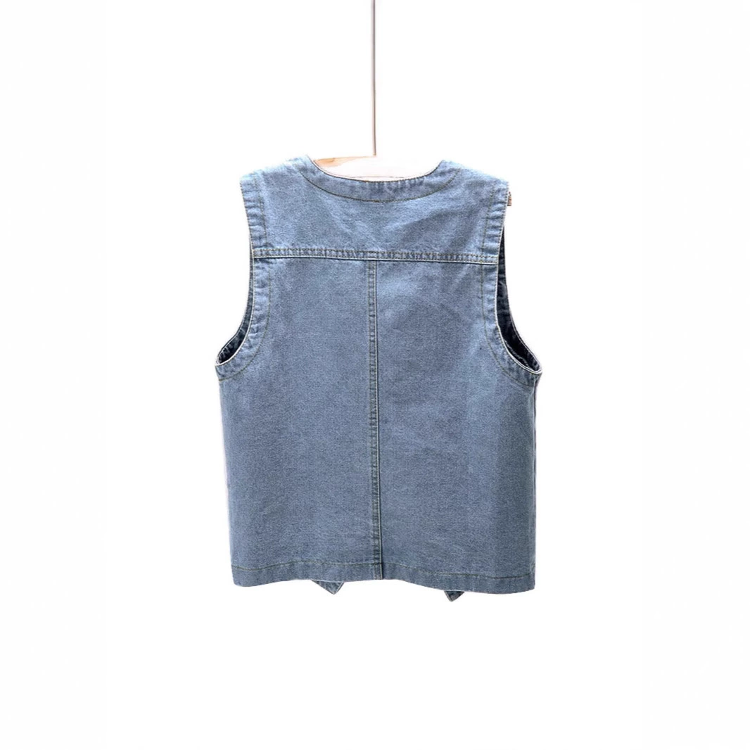 Summer denim short vest, jacket sleevless, oversize, Korean style