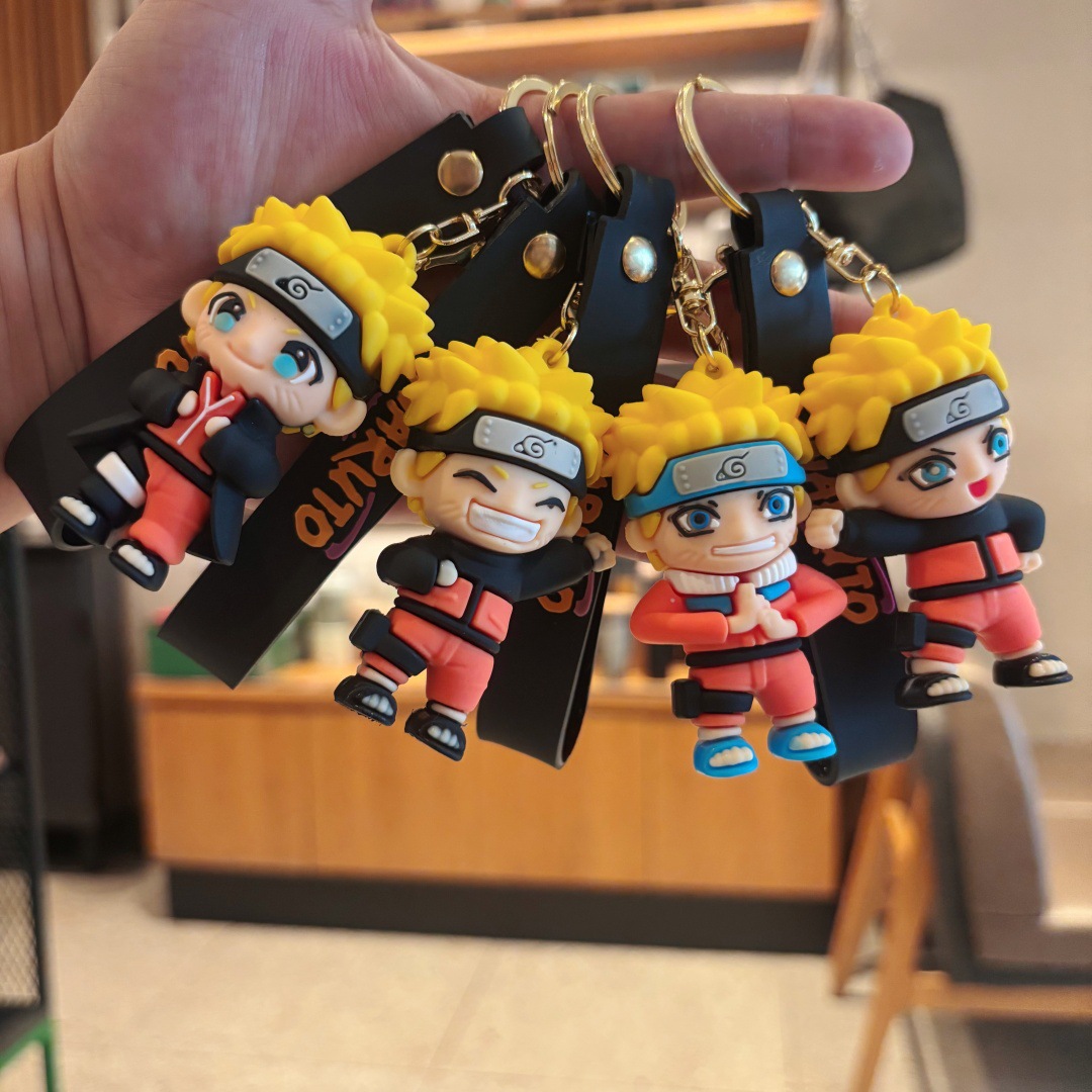 Cross-Border New Naruto Keychain Soft Rubber Trendy Pendant Couple Creative Gift Keychain Wholesale