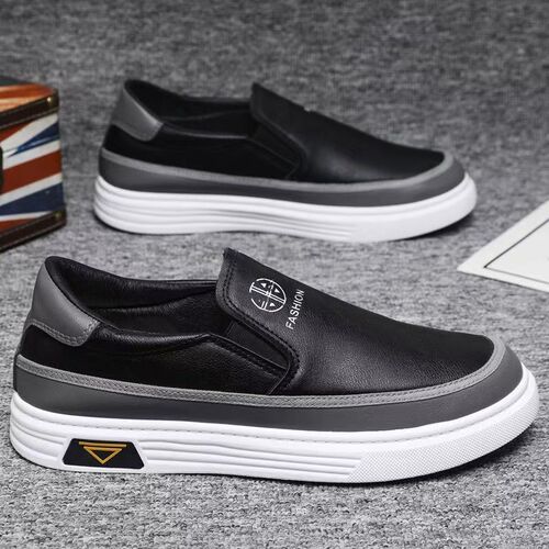 Spring and Autumn Men's Casual Leather Shoes Slip-On Bean Bean Shoes White Shoes for Men Driving Large Size 48-49