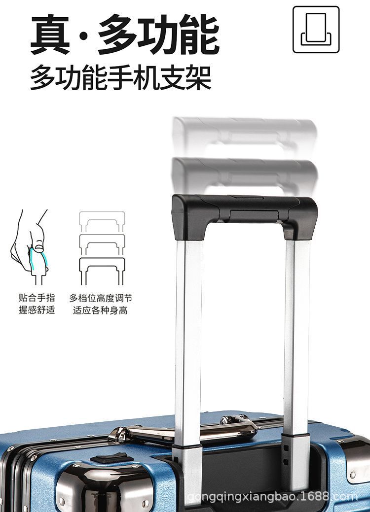 New Luggage Suitcase Aluminum Frame Dense Travel Suitcase Student Trolley Case Universal Wheels Carry-on Suitcase Brake Wheels Durable and Sturdy