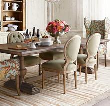 美式現代實木餐桌椅鄉村別墅家用飯桌簡約歐式復古長桌辦公會議桌
