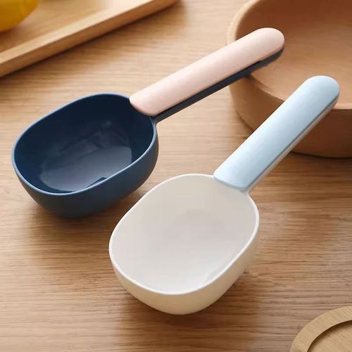 Household Multi-Function Plastic Long-Handle Rice Scoop, Flour and Milk Powder Scoop, Rice Powder Spoon, Pet Feeding Spoon with Clip