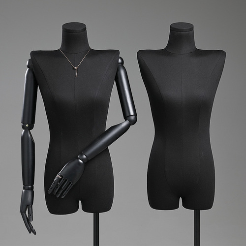 Black flat-shoulder flat-chest female mannequin half-body mannequin stand model rack Korean clothing store window full-body display rack
