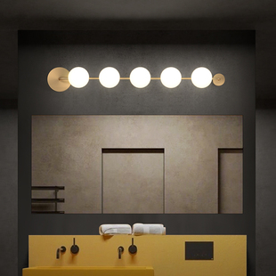 All-Copper Led Mirror Headlight Bathroom Scandinavian Lamps Bathroom Cabinet Vanity Lamp Modern Minimalist Makeup Table Lamp