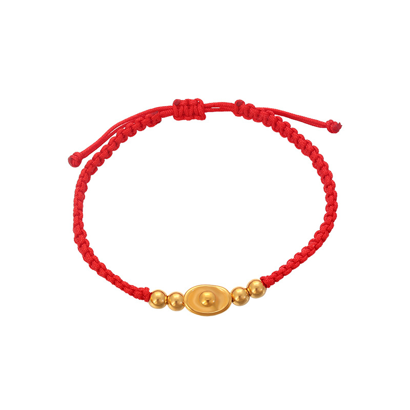 Xuping brazalete de cuerda roja tejida a mano acero inoxidable 24k accesorios de bola de oro imitación joyas de lujo ligeras al por mayor mujeres