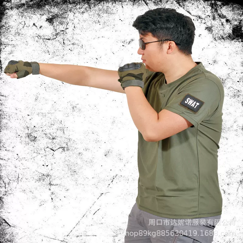 跨境源头供货特种兵战术T恤宽松弹力速干透气圆领翻领长袖短袖T恤