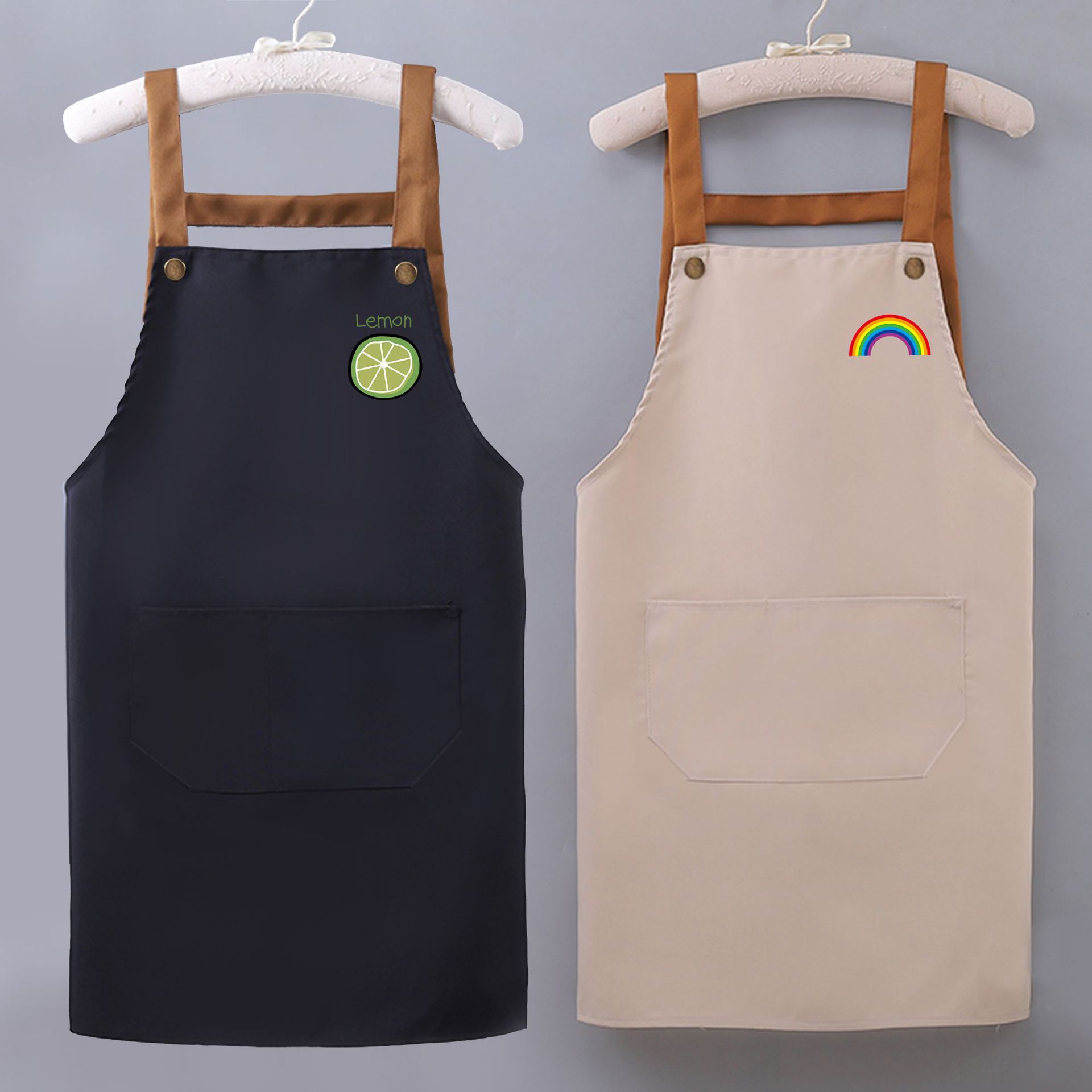 내마모성 캔버스 앞치마 외국식 주방 홈 요리 허리 맞춤 로고 인쇄 작업복 케이터링 여성