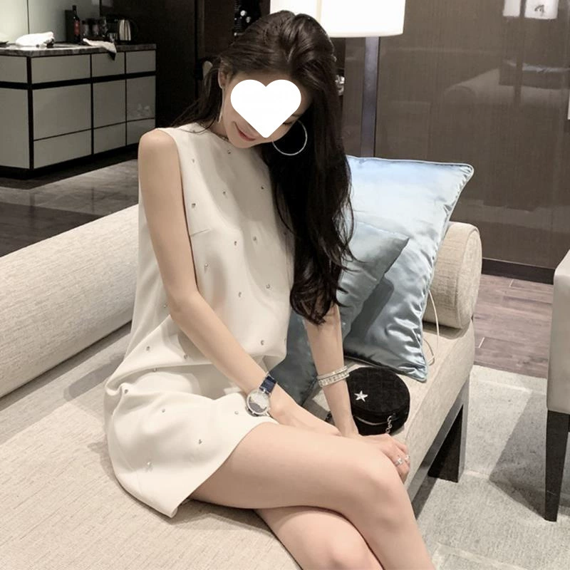 Летнее платье в стиле стритстайл, инкрустированное стразами, блестящее, лёгкая роскошь, новый стиль, зарубежный стиль, облегающий жилет, юбка на бретелях