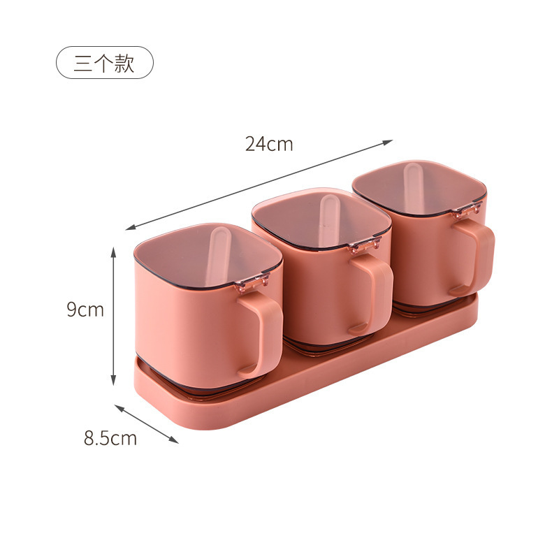 調味料調味料缶日本式キッチン調味料箱プラスチック食品級セット家庭用スプーン付き調味料缶|undefined