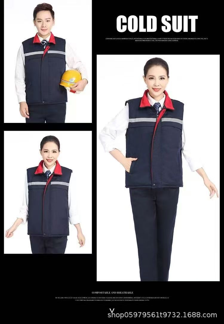 Invierno calentamiento reflectante ropa de trabajo de algodón ropa de algodón media y larga ropa de trabajo de protección contra el frío ropa de trabajo chaqueta de algodón mayorista