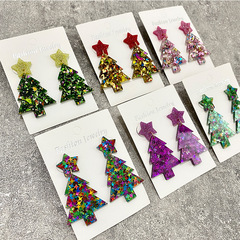 国境を越えたクリスマスツリーのイヤリングが輝いているアクリルがファッション的なイヤリングをつなぎ合わせて欧米の祝日insが流行しているアクセサリーの新製品