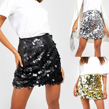 欧美外贸夏季重工款亮片半身裙辣妹修身显瘦性感包臀短裙SU3514